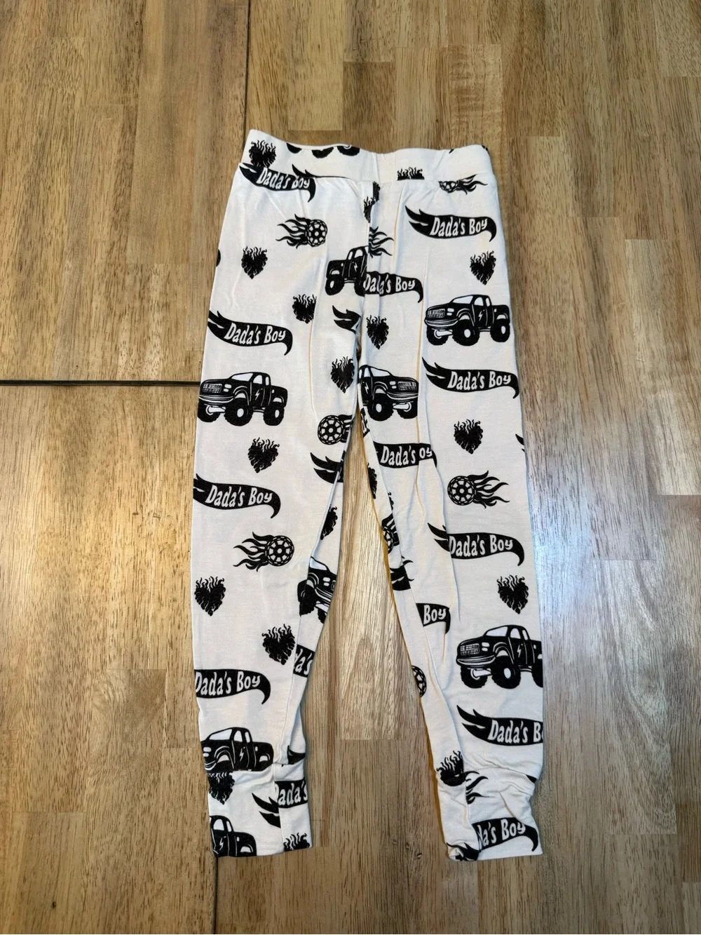 Kids White & Black 'Dad's Boy' Truck Pajama Set